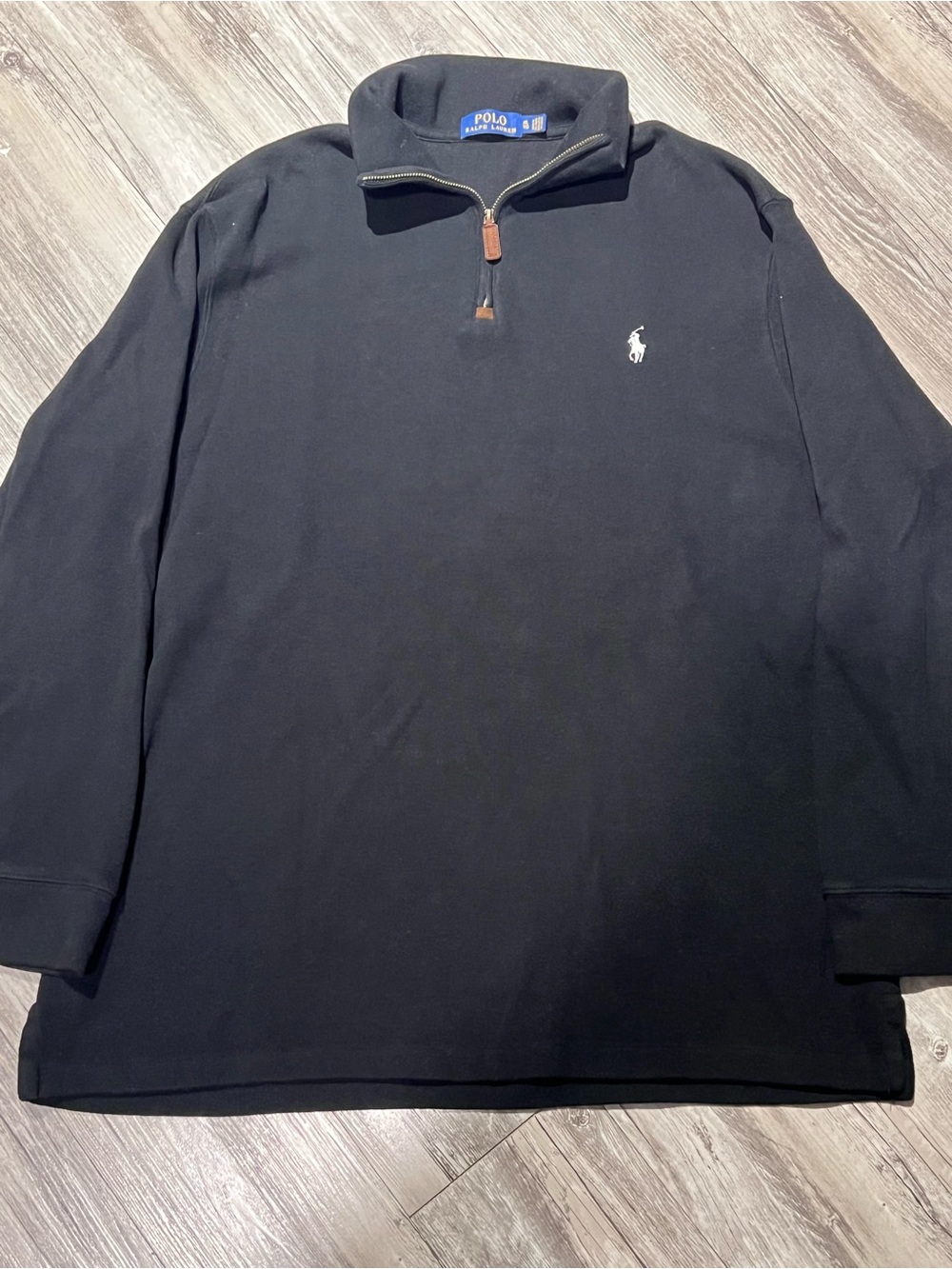 Ralph Lauren Black Quarter-Zip Pullover with Embroidered Pony